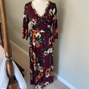 Stretchy printed faux wrap maxi size XL